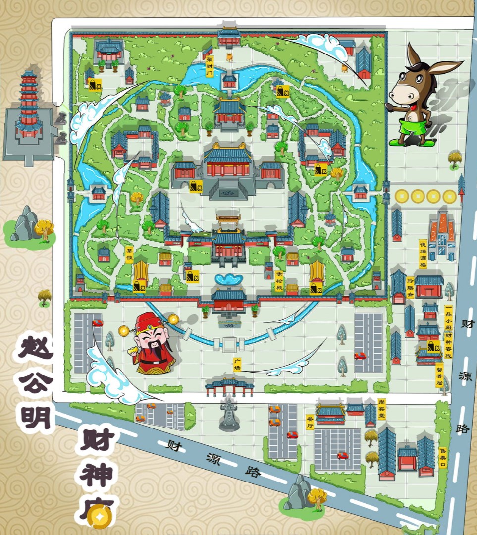 高唐寺庙类手绘地图